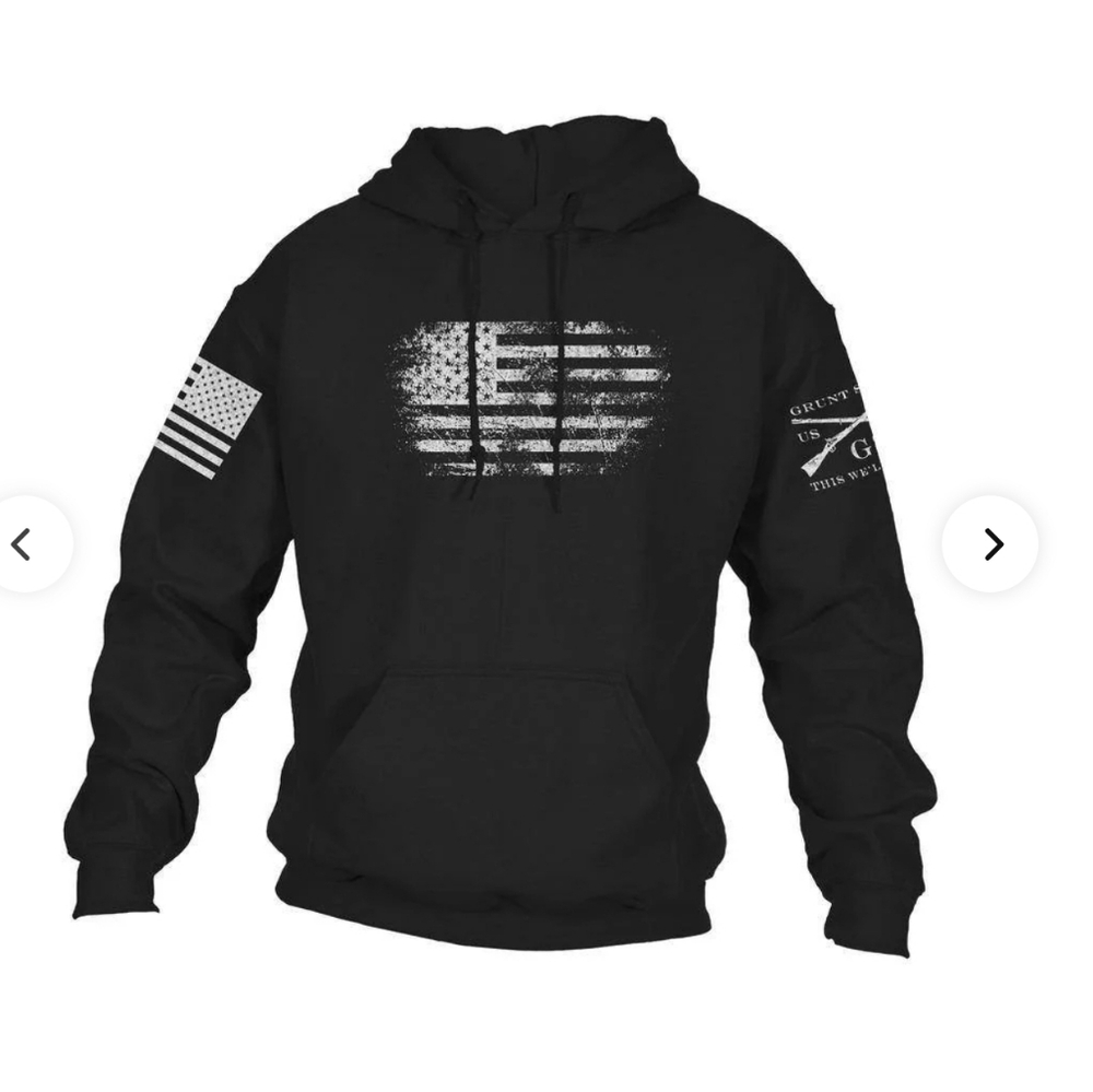 Grunt Style Vintage American Hoodie - Black Large